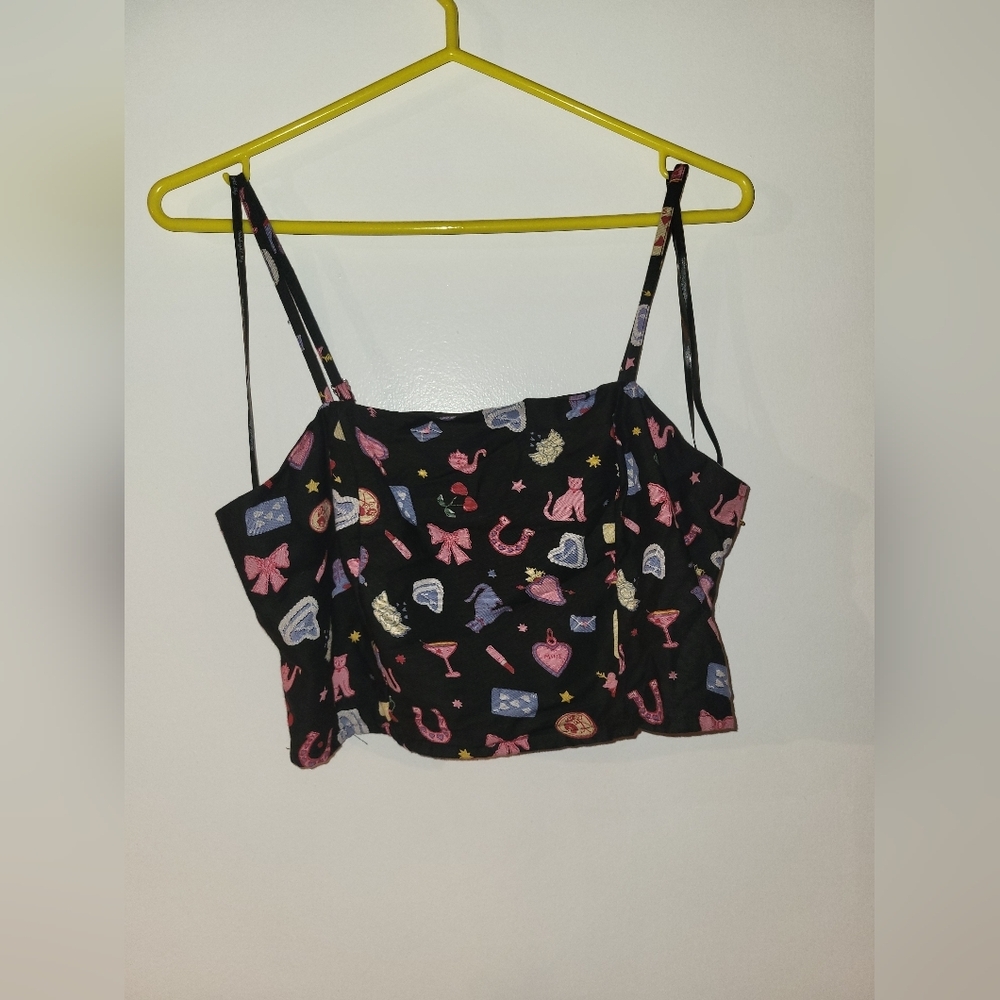 Midnight Sky Black Y2K Style Cropped Tank Top Size Large Brand New Without Tag